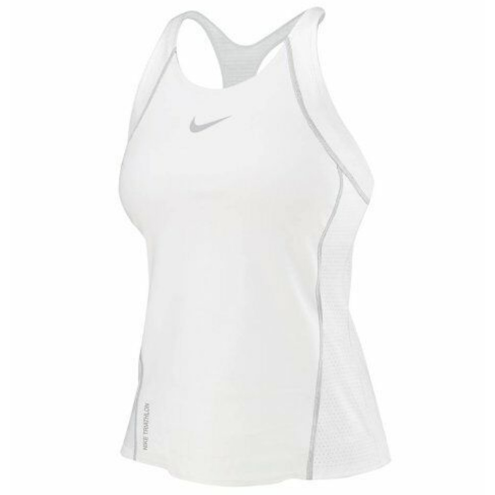 Nike 712743 Womens Triathlon Tri Top Shirt Tank White Grey Seams SMALL - $82
